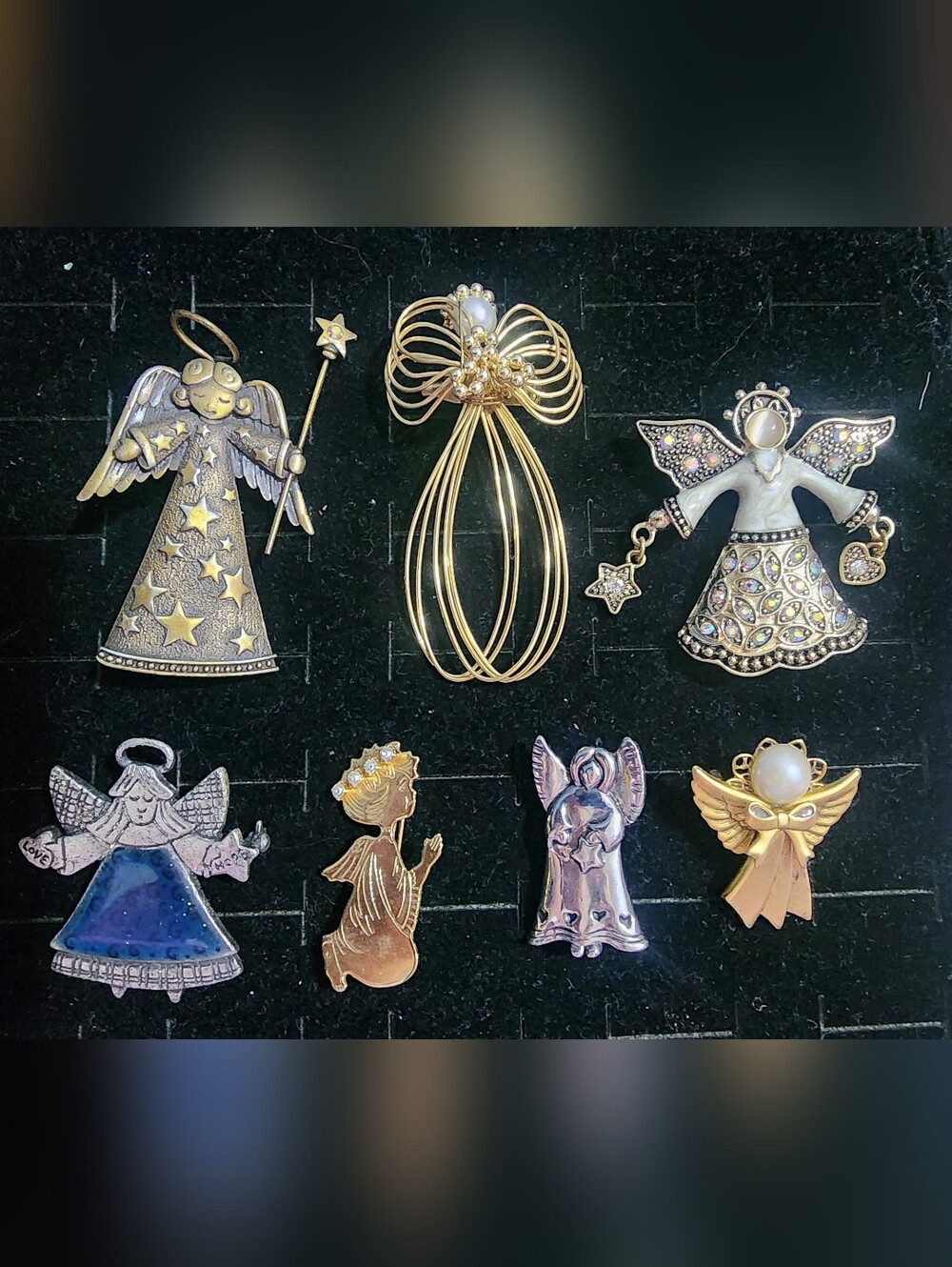Fashion Jewelry Gold and Silver Angel Brooch Set